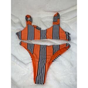 Zaful Women's Striped Bikini Set Multicolor Size Small‎ Beach Swimwear